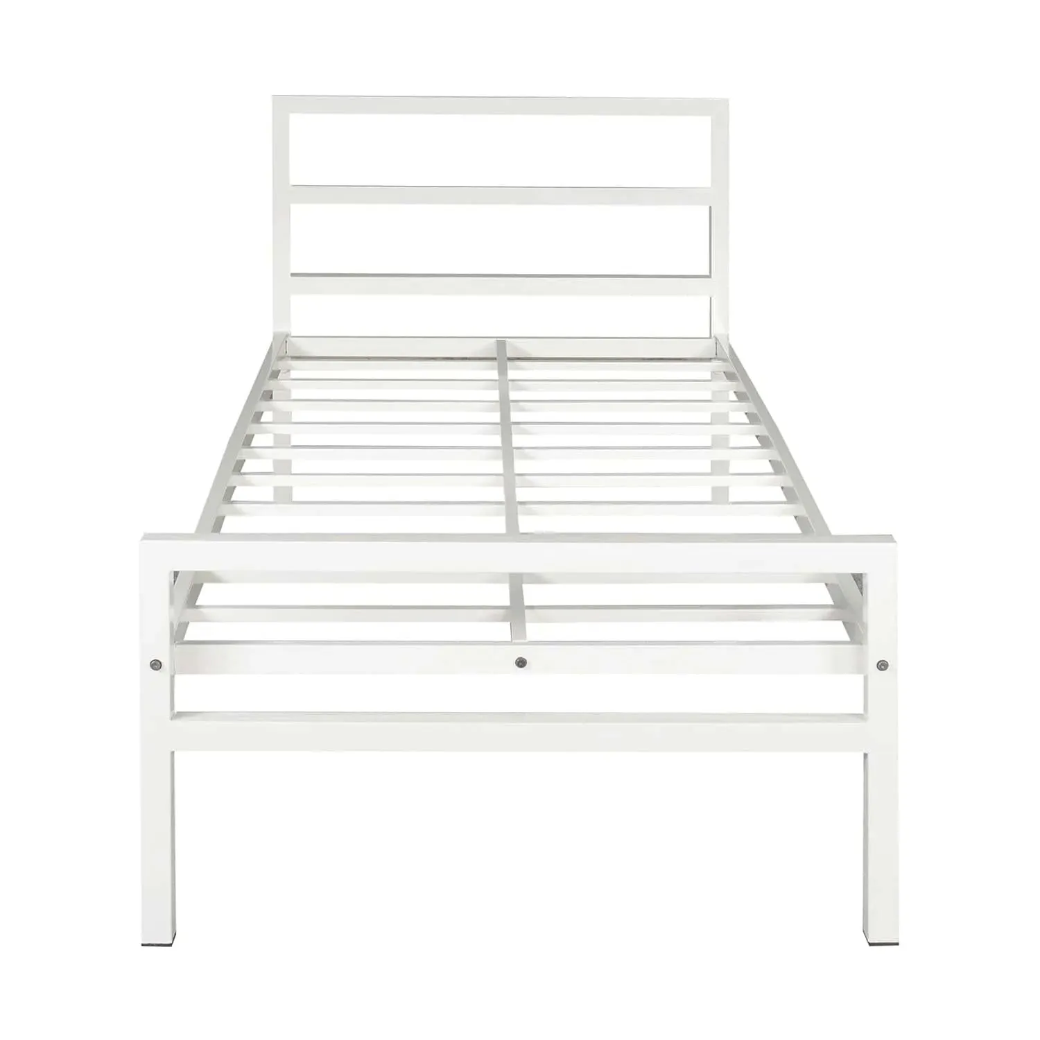 Striker Metal Bed (White)   Plus Mattress (Single)