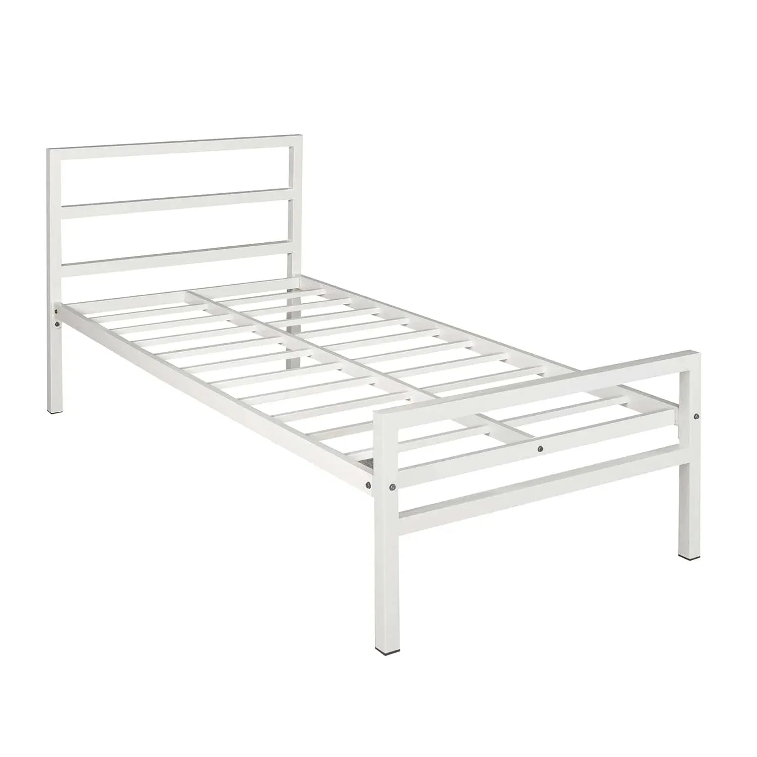 Striker Metal Bed (White)   Plus Mattress (Single)