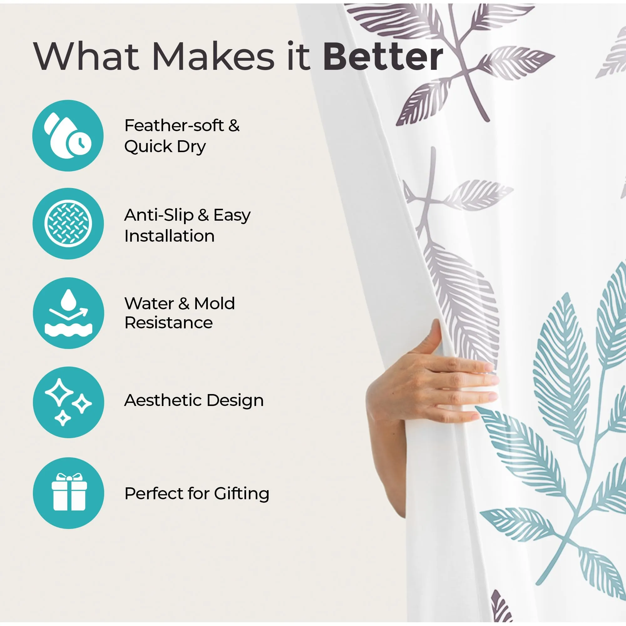 The Better Home Shower Curtain(180*180cm) Bathroom Mat(45*75cm) & U Shaped Mat(45*38cm) | 3Pcs Bathroom Accessories Set | Anti Skid Mat For Bathroom Floor | Water-Poof Polyester Material - Autumn