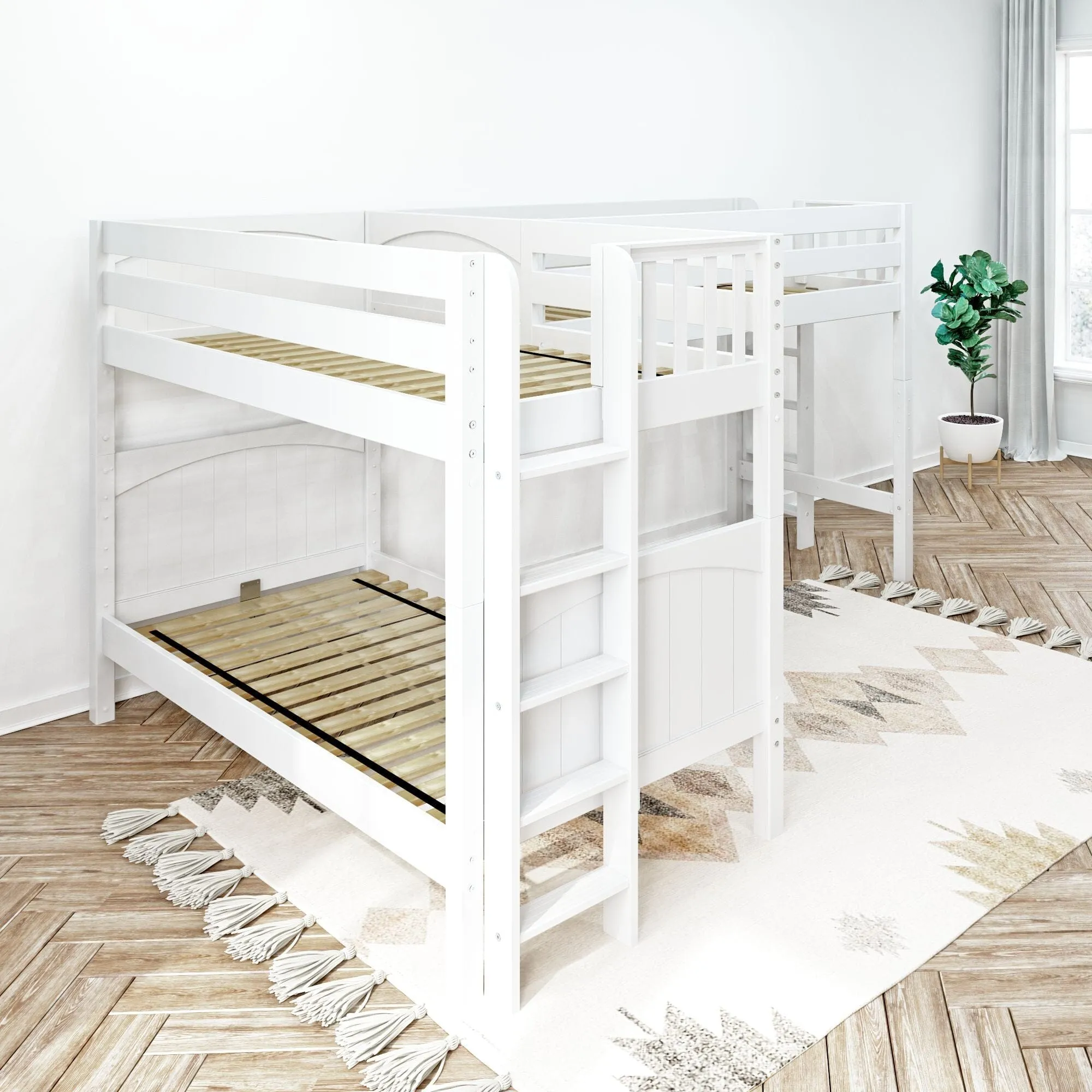 Twin Medium Corner Loft Bunk with Straight Ladders on Ends