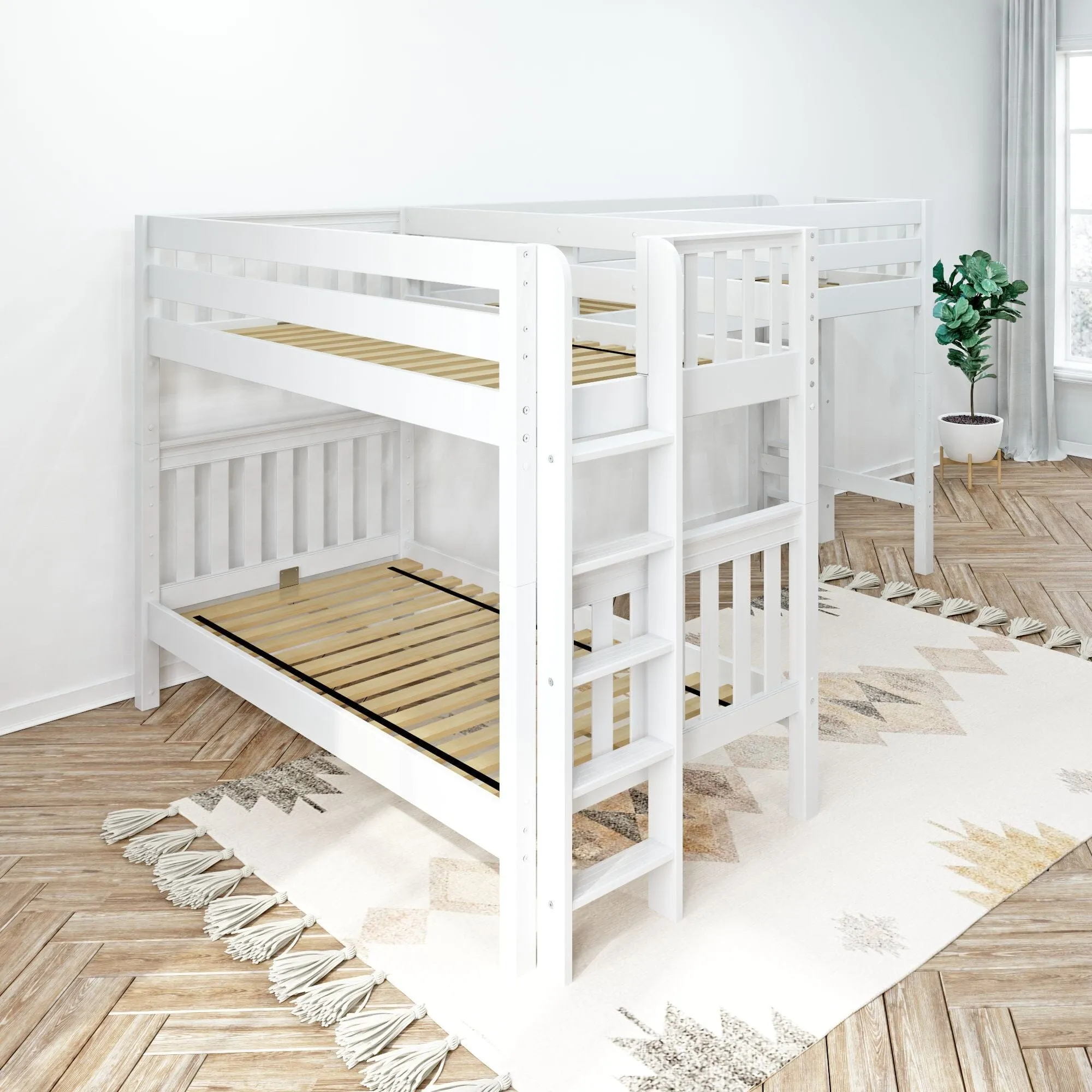 Twin Medium Corner Loft Bunk with Straight Ladders on Ends