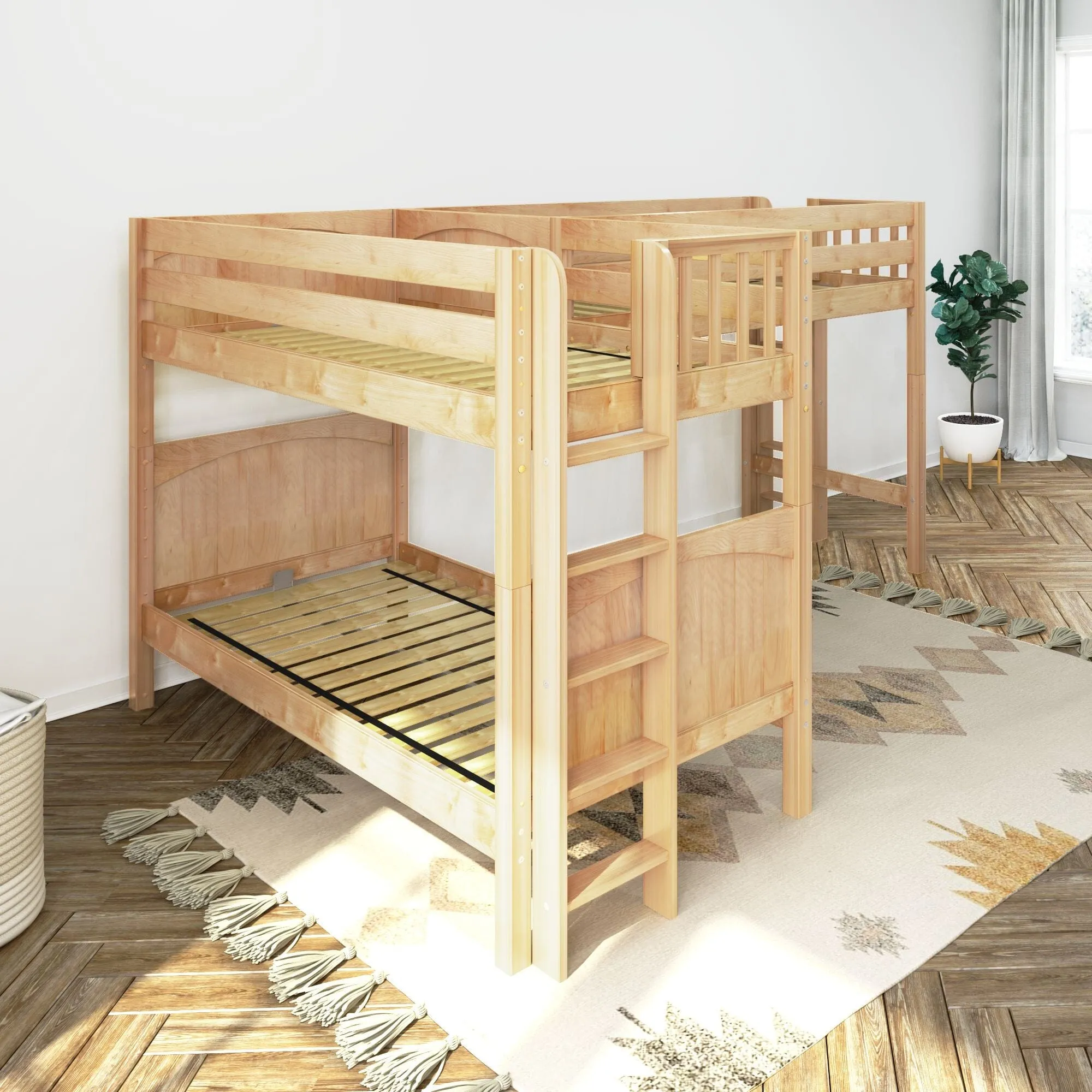 Twin Medium Corner Loft Bunk with Straight Ladders on Ends