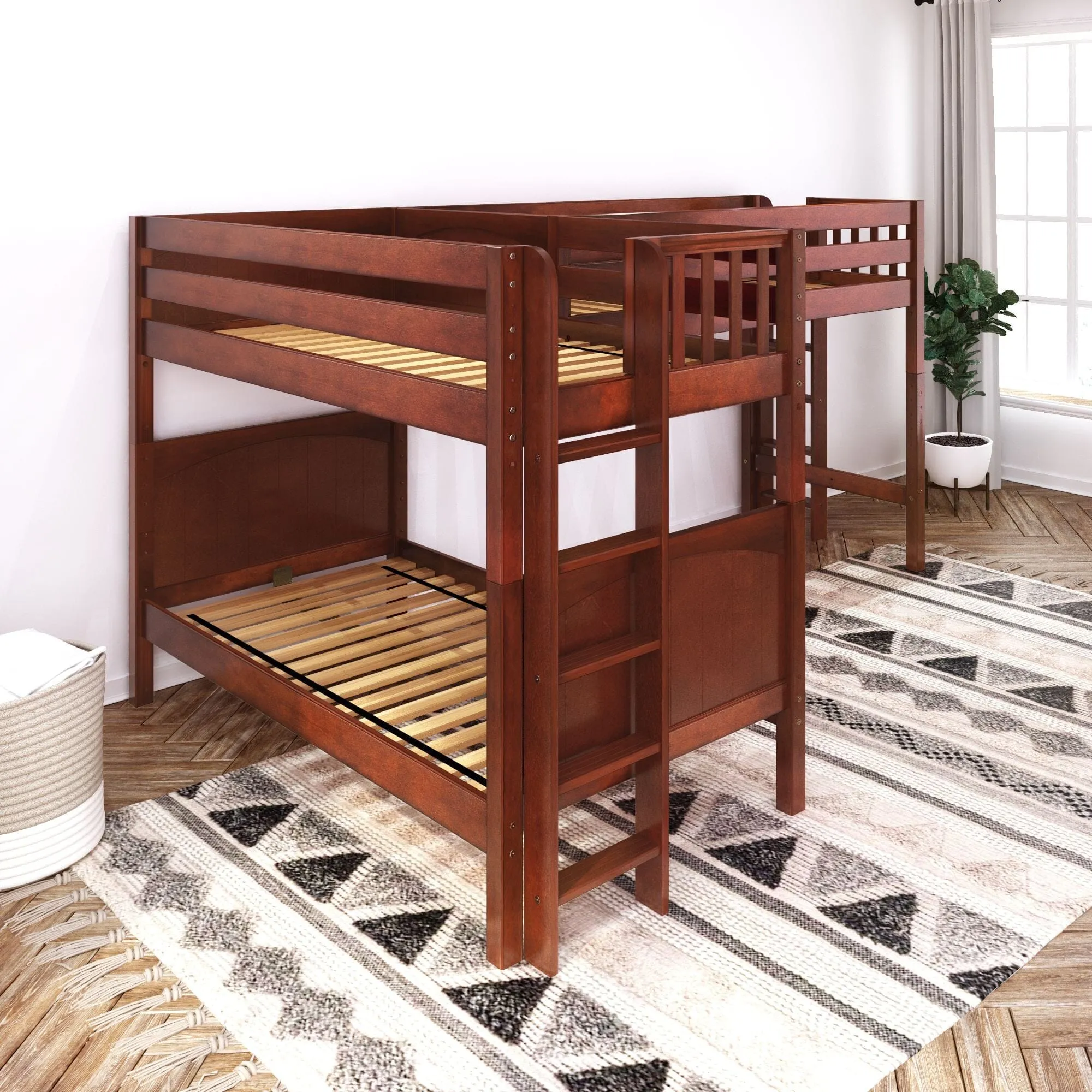 Twin Medium Corner Loft Bunk with Straight Ladders on Ends