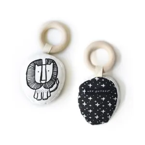Wee Gallery Lion Teether - Organic Cotton with Wooden Ring
