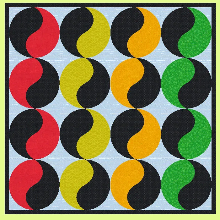 Yin Yang- 4" finished block - SCRAP BUSTER, 6378 - Mat included