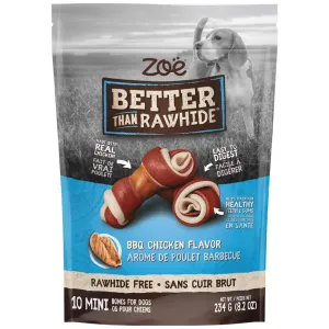 Zoe Better Than Rawhide BBQ Chicken Mini Bones Dog Chews 10pc